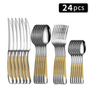 Ljojo 24pc Stainless Steel Tableware Set for Family Dining