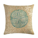 Ljojo Marine Life Linen Pillowcase: Fashion Conch Starfish Shell Sofa Decor Cover