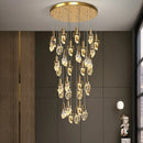 Ljojo LED Diamond Crystal Chandelier for Living Room Staircase - Gold Luminaire