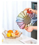 Ljojo Melon Seed & Fruit Plate Set on Crystal Glass Coffee Table