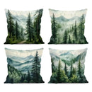Ljojo Misty Forest & Mountain Pattern Pillowcase - Sofa Bedroom Car Cushion Cover