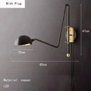 Copper Wall Light Gold Black With Plug Adapter for Foyer Bedroom Study - Ljojo