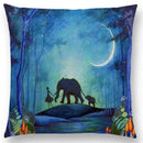 Cute Cat Moon Night Wonderland Witch Halloween Dance Pillow Cover by Ljojo