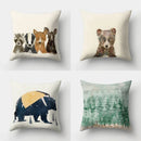 Ljojo Minimalist Spring Tree Landscape Pillow Cover - Bear Penguin Cartoon Animal Pillowcase