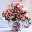 Ljojo™ Ceramic Vase & Flower Arrangement Set - Home Decor Crafts