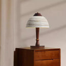 Ceramic Lampshade Desk Lamp Wood Base | Elegant Bedroom Parlor Lighting by Ljojo