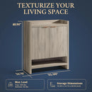 Ljojo™ Fluted Shoe Cabinet: 41'' Tall 2-Door Storage Organizer with 5-Tier Shelves