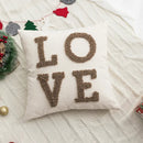 Christmas Chenille Plush Tufted Heart Tree Sugar Beige Cushion Cover for Home Decoration