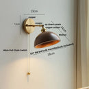 Ljojo LED Walnut Wood Wall Lamp Sconce, Modern Japanese Style, Pull Chain Switch