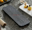 Ljojo 14" Rock Grain Rectangular Ceramic Sushi Plate - Black & White