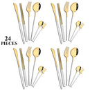 Ljojo 24-Piece Silver Stainless Steel Kitchen Tableware Set