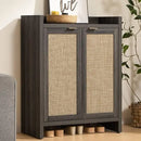 Ljojo™ 24 Pair Shoe Storage Cabinet, Rattan Doors, 6-Tier Farmhouse Style