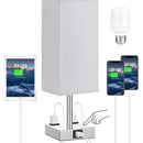 Ljojo LED Desk Lamp with Touch Control, USB-C+A Port, Dual AC Outlets, Rechargeable Battery