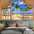 Ljojo 3D Window Scenery Tapestry Room Decoration Wall Hanging Art Background