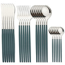 Ljojo 24Pcs Stainless Steel Cutlery Set Dinnerware Flatware Knife Fork Spoon