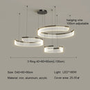 Ljojo Modern Acrylic Led Pendant Light Semicircle Chandelier for Living Room Black Bedroom Decor