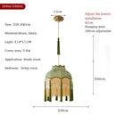Ljojo French Medieval Style Green Fabric Tassel Pendant Lights Chandeliers for Living Room