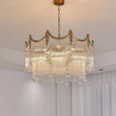 French Style Crystal Glass Strip Living Room Pendant Light by Ljojo