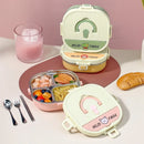 Ljojo 304 Stainless Steel Divided Lunch Box with Cutlery & Leakproof Design