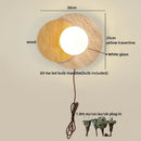 Ljojo LED Wall Light White Glass Wood Yellow Travertine Japan Style
