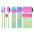 Ljojo 24-Piece Stainless Steel Cutlery Set - Black Mirror Finish