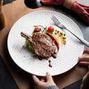 Ljojo Matte Ceramic Steak Pasta Dessert Salad Plate Hammer Pattern Shallow Restaurant Tableware