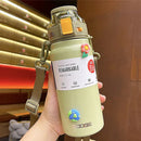 Ljojo 21oz Stainless Steel Water Bottle with Straw and Strap