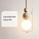 Ljojo Yellow Travertine Pendant Lights - Nature Stone Wood Hanging Lamps for Bedroom & Kitchen