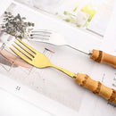 Ljojo 20-Piece Bamboo Handle Stainless Steel Cutlery Set