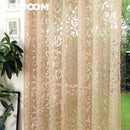 Ljojo Luxury Floral Jacquard Tulle Eyelet Curtains - European Style for Living Room