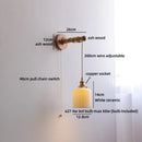Ljojo LED Wall Light Fixture Switch Stair Lighting Round Ceramic Wood Bedside Lamp