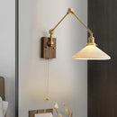 Ljojo Long Arm LED Wall Light with Pull Chain Switch & Walnut Canopy