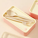Ljojo 1440ml Double-Layer Bento Lunch Box with Cutlery - Microwave Safe