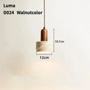 Yellow Travertine Pendant Light Stone Wood Hanging Light for Kitchen Island by Ljojo