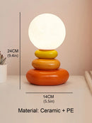 Colorful Ceramic LED Table Lamp - Ljojo Moon Stromatolite, Bedroom Desk Mood Light