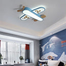 Airplane Ceiling Light LED Yellow Blue Wood Children's Room Hanging Light - Ljojo