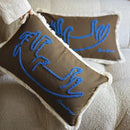 Ljojo Medieval Critter Embroidery Cushion Cover in Coffee Brown - 30x50cm