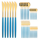 Ljojo Mint Gold Cutlery Set Stainless Steel Silverware Kitchen Tableware