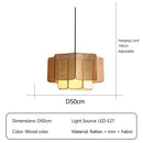 Ljojo Japanese Rattan Fabric Chandelier LED Pendant Light Retro Art Indoor Home Decor