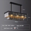 Nordic Luxury K9 Crystal Rectangle Chandelier Smoky Gray Hanging Light - Ljojo