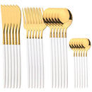 Ljojo 24Pcs Stainless Steel Cutlery Set Dinnerware Flatware Knife Fork Spoon