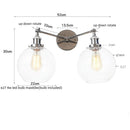 Ljojo 2-Head LED Wall Sconce Industrial Iron Glass Retro Stair Light Fixtures