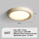 Nordic Yellow Travertine Ceiling Light Led Round Wabi Sabi Stone Lamp by Ljojo