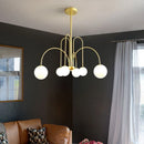 Ljojo Minimalist Magic Beans Pendant Light 4 6 8 Heads Milky Glass Ball Chandelier for Cafe
