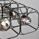 Art Deco Gray Glass Chandelier Black Metal Pendant Lamp For Hotel Hall by Ljojo