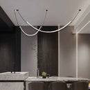 Nordic Line Black Chandelier: Modern LED Pendant Light for Dining Room by Ljojo