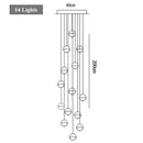 Ljojo Long Chandelier Glass Crystal Staircase Lamp for Living Room Dining Room Decor