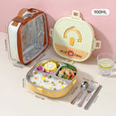Ljojo 304 Stainless Steel Divided Lunch Box with Cutlery & Leakproof Design