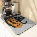 Halloween Cat Pumpkin Head Absorbent Drying Mat for Kitchen Table by Ljojo