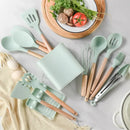 Ljojo 13Pcs Silicone Kitchen Utensils Set with Wooden Handles